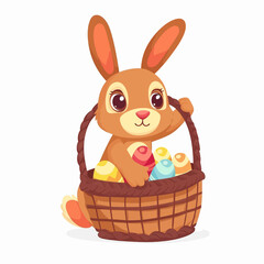Easter Bunny with basket full of easter eggs