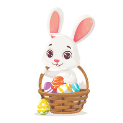 Easter Bunny with basket full of easter eggs