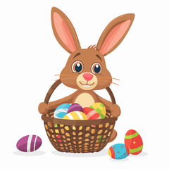 Easter Bunny with basket full of easter eggs