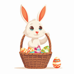 Easter Bunny with basket full of easter eggs