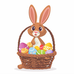 Easter Bunny with basket full of easter eggs