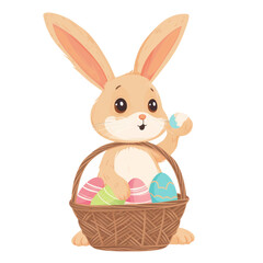 Easter Bunny with basket full of easter eggs