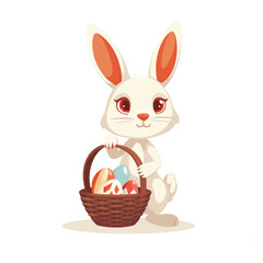 Easter Bunny with basket full of easter eggs