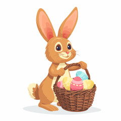Easter Bunny with basket full of easter eggs