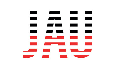 JAU three initial letter iconic line negative space minimal logo design vector template. monogram, abstract, wordmark, business, typography, minimalist, brand, company, flat, modern, unique, simple