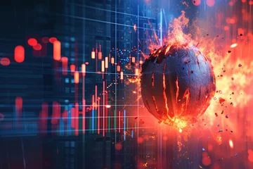Tuinposter Fusion of a bomb and a stock market graph, portraying the explosive potential of investments and risks © 1st footage