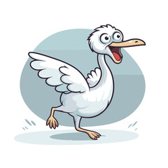 Fototapeta premium Cartoon stork on a white background. Vector illustration in a flat style.