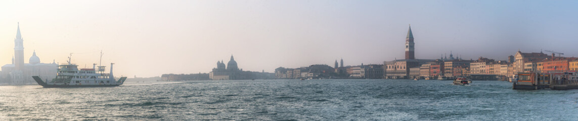 Fototapeta na wymiar Venice, Italy is open air architectural museum with canals, gondolas, bridges, buildings. Panorama