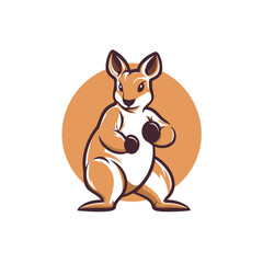 Kangaroo with dumbbells. Vector illustration for your design