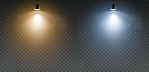Ttransparent lights on a dark background. Highly realistic illustration.