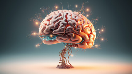 Creative human brain concept, creative light bulb background