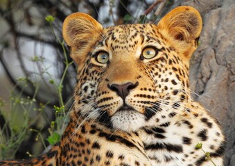 Leopard looking up 