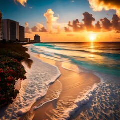 sunset over the beach