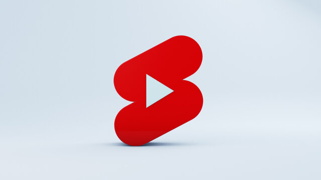 Youtube Shorts Logo, 3d render image. Minsk, Belarus – February, 2024.