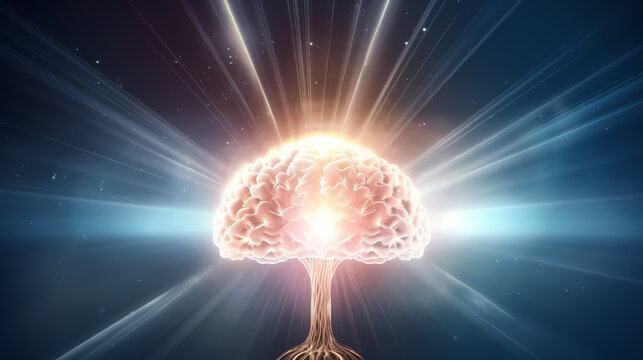 Creative human brain concept, creative light bulb background