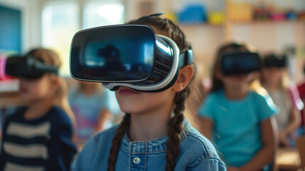 Virtual reality transforms the classroom for children. Engaged in immersive learning, they explore diverse environments, fostering curiosity and expanding educational horizons