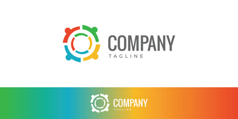 colorful circle group red green blue yellow color logo design vector template for community 