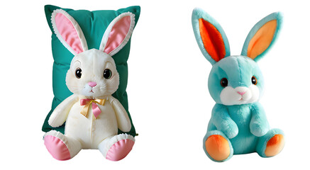 Two beautiful and cute dolls of rabbits. isolated on transparent background