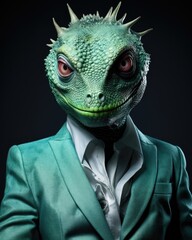 Reptiloid humanoid. Portrait of a lizard woman - 726546417