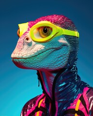 Reptiloid humanoid. Portrait of a lizard woman - 726546425