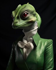 Reptiloid humanoid. Portrait of a lizard woman - 726546426