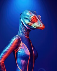 Reptiloid humanoid. Portrait of a lizard woman - 726546428