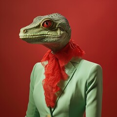 Reptiloid humanoid. Portrait of a lizard woman - 726546433