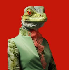 Reptiloid humanoid. Portrait of a lizard woman - 726546442