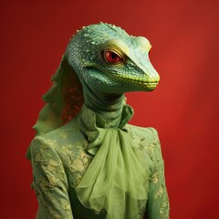 Reptiloid humanoid. Portrait of a lizard woman - 726546446