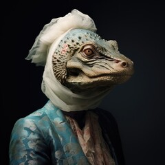 Reptiloid humanoid. Portrait of a lizard woman - 726546462