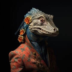 Reptiloid humanoid. Portrait of a lizard woman - 726546472