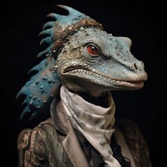 Reptiloid humanoid. Portrait of a lizard woman - 726546482