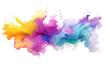 Colorful watercolor diffusion for mardi gras banner on transparent background.