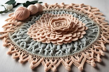 Obraz premium lace doily on white background