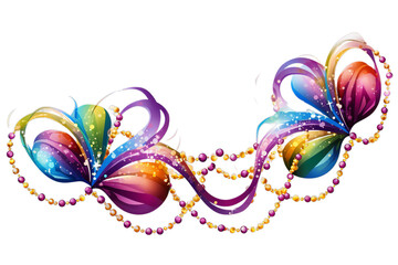 Colorful bead for mardi gras banner on transparent background. - obrazy, fototapety, plakaty