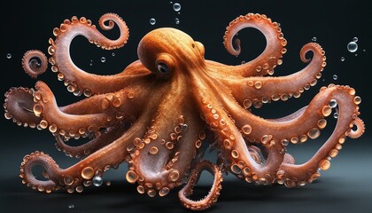 Octopus. Large octopus with tentacles. AI generated