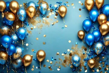 blue and gold balloons 