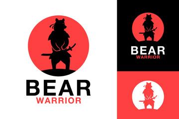 Bear Warrior Samurai Fighter Sword Logo Design