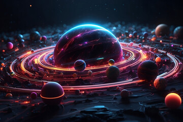 Planets and glaxy illustration