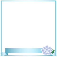 グラデーションの青系のあじさいとリボン