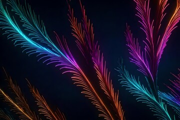 colorful feathers on black background