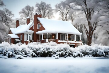 snow covered house