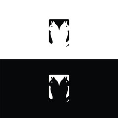 Circle cat animal logo template design . Cat animal logo illustration silhouette