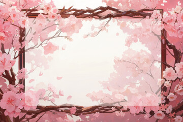 Frame of sakura branches with flowers, illustration