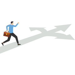 Fototapeta na wymiar Businessman running on a business path, life choices, business crossroads, Vector illustration design concept in flat style