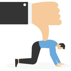 Businessman thumbs down to failing to work, Vector illustration design concept in flat style

