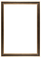 Narrow antique picture frame on a transparent background, in PNG format.