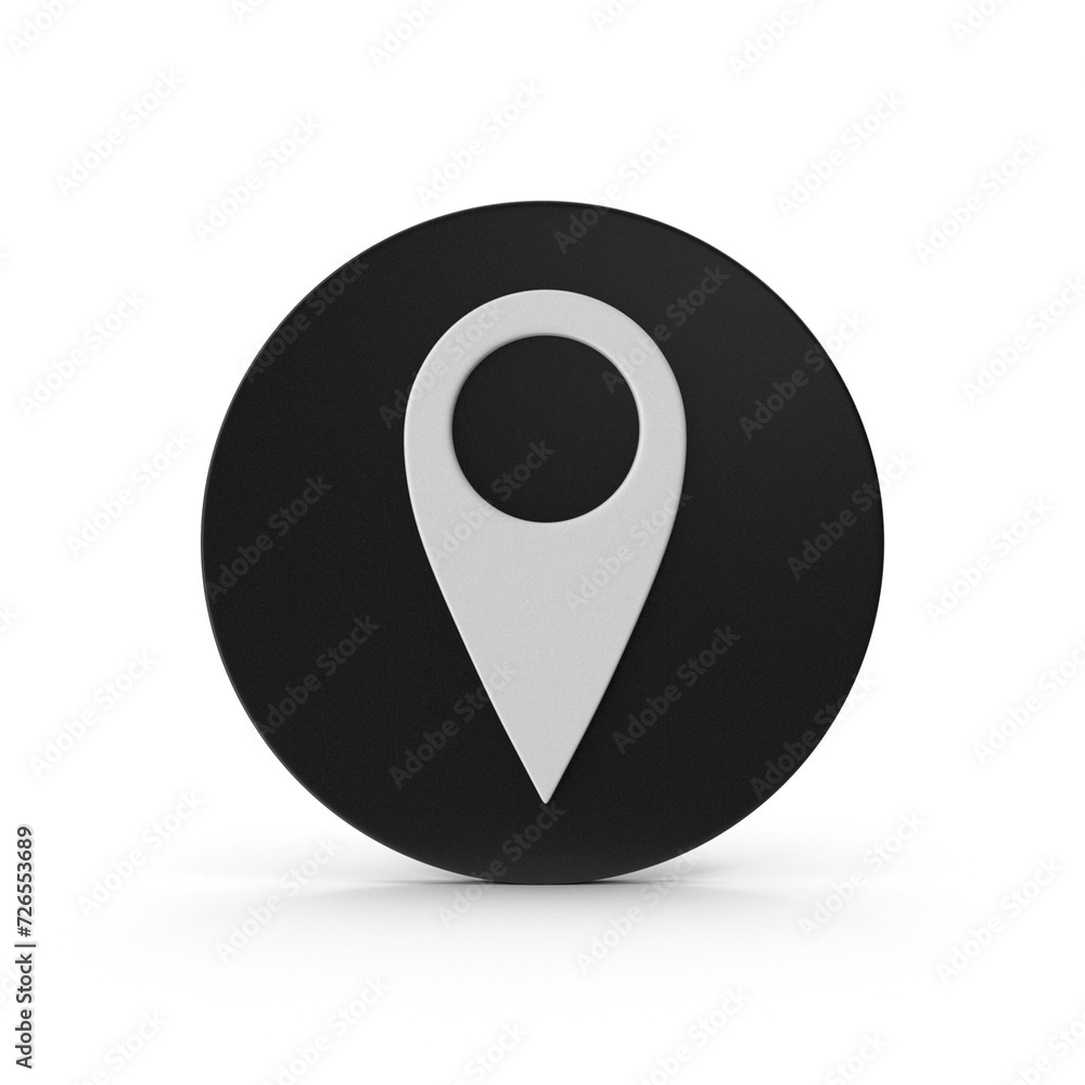 Poster 3d png map pointer, location map icon, black texture, black location pin or navigation, web location