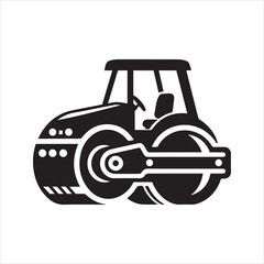 Roller logo. Road roller icon. Roadworks in progress
