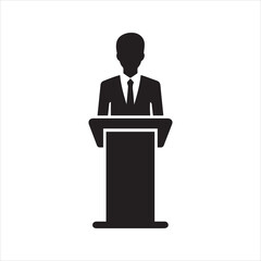 Lecturer or public speaker icon. Tribune presentation. Speaker, Presentation icon